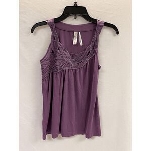 Kische Womens Sequins Scoop neck Relaxed Fit Tank Top Blouse Purple Size Small